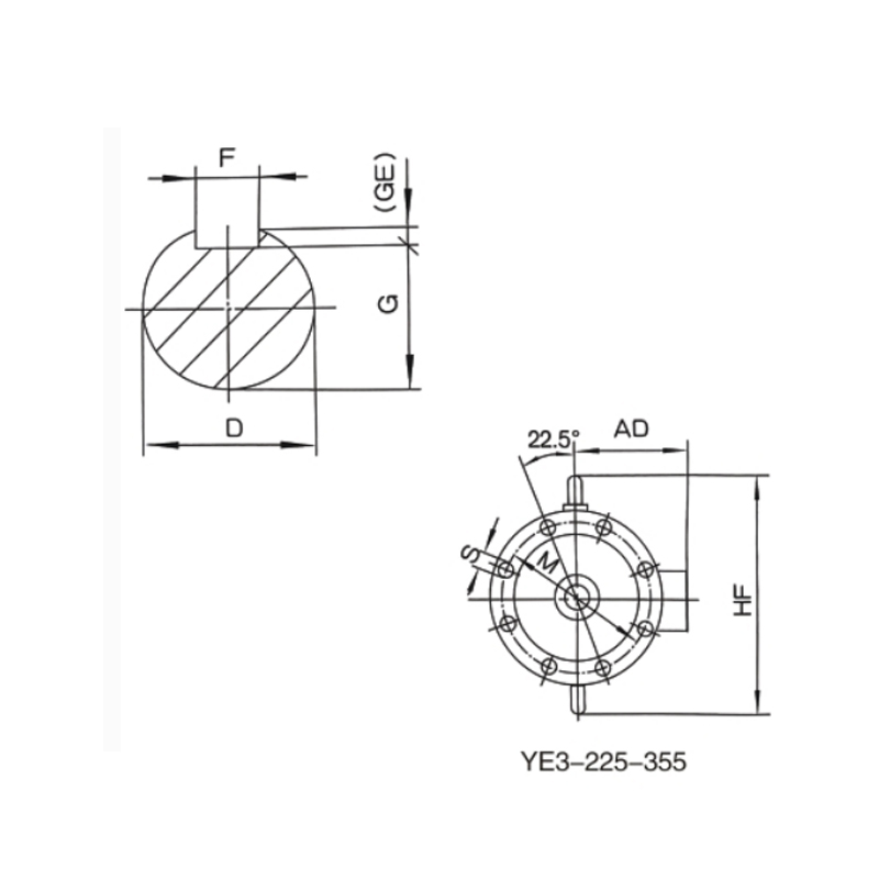 立式安裝、機(jī)座不帶底腳、端蓋上有凸緣的電動(dòng)機(jī)